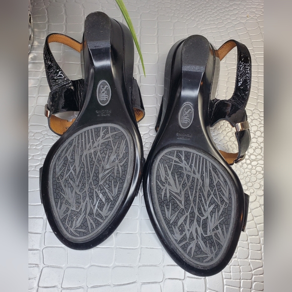Sofft Black Patent Wedge Heel Sandals Leather size 7 - Picture 6 of 9